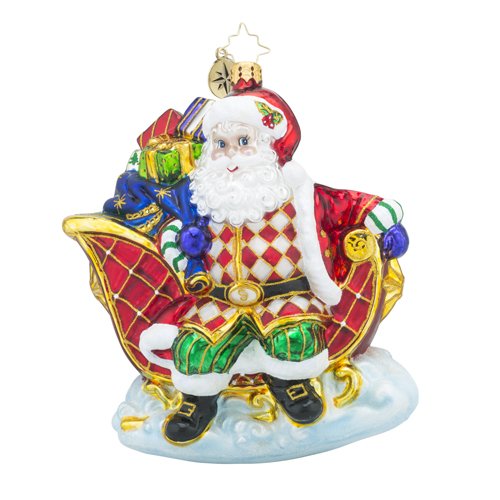 Christopher Radko Sleigh Valet Santa Claus and Sleigh Christmas Ornament