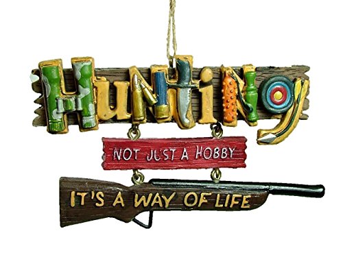 New “Not Just a Hobby” Camo Rifle Ammo Gun Hunting Sign Christmas Tree Ornament