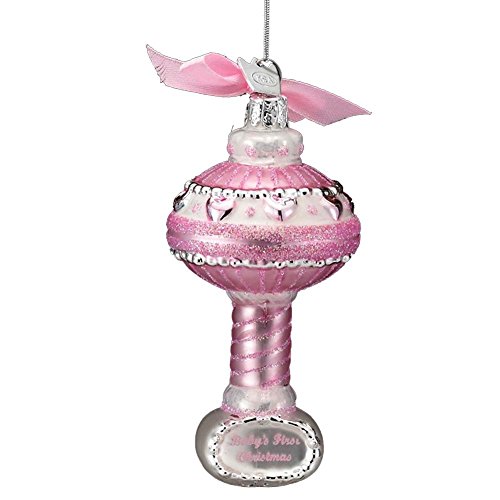 Baby’s First Christmas Glass Baby Rattle Ornament NB0894-A Baby Girl
