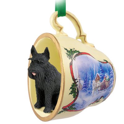 Schnauzer Giant Black Tea Cup Sleigh Ride Holiday Ornament