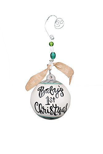 Glory Haus Baby’s First with Fawn-Aqua Ball Ornament, 4.5″