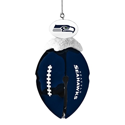 NFL Seattle Seahawks Metal Football Bell Ornament, 2″, White