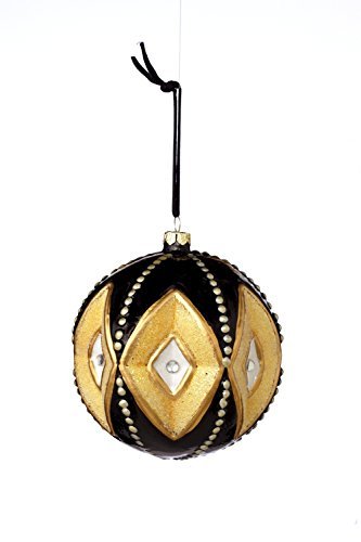 Sage & Co. XAO16920BK 4.25 Glass Deco Pattern Ball Ornament by Sage & Co.