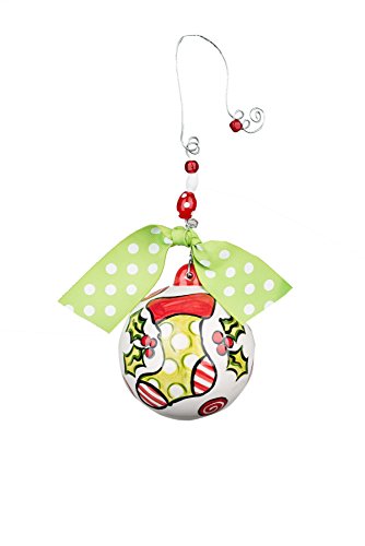 Glory Haus Merry & Bright with Stocking Ball Ornament, 4.5″