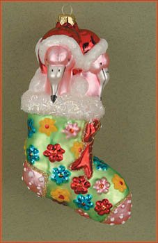 Cobane Studio LLC COBANEC122 Flamingo Stocking Stuffers Lime Ornament