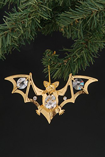 Flying Bat Swarovski Crystal 24k Gold Plated Ornament