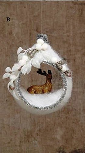 Creative Co-Op Silent Night Collection Round Ornament With Snow Scene, Choice of Style (B)
