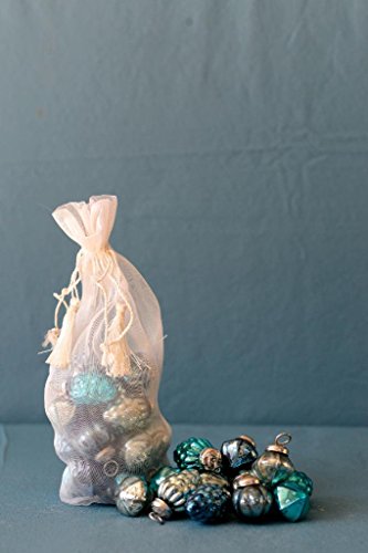 Creative Co-Op Bag of Mercury Glass Ornaments, Blue Hues, 1″ Tall, Set of 36