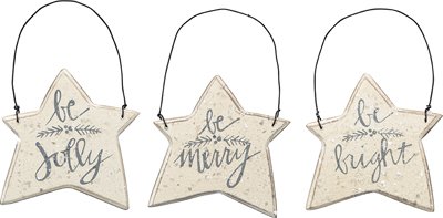Be Merry Star Ornaments, 3.5×3.5x [Misc.]