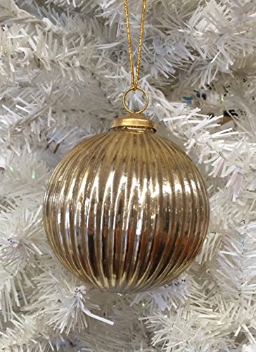 Holiday Lane Mercury Glass 4″ Gold Ball Ornament