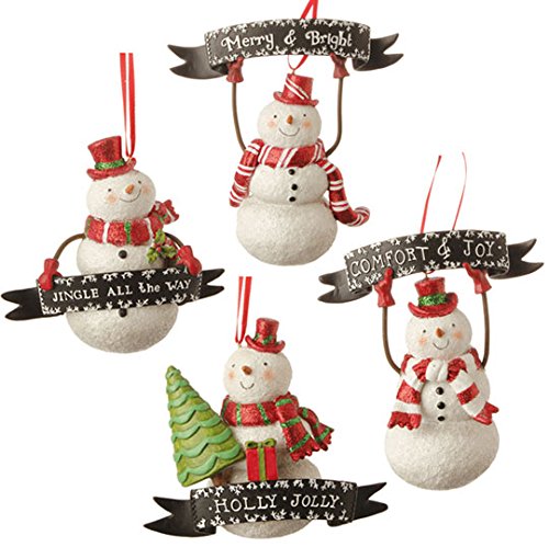 RAZ Imports – 6″ Snowman With Banner Ornaments – Set of 4