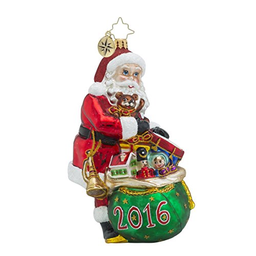 Christopher Radko 2016 Dated Bounty for the Year Santa Glass Christmas Ornament