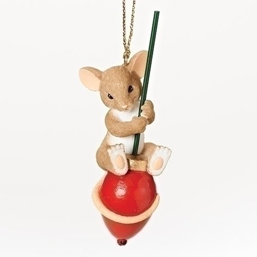 Charming Tails You Make the Season Brighter Mouse on a Christmas Blub Ornament
