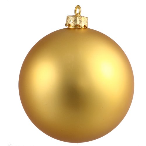 Vickerman Matte Ball Finish Seamless Shatterproof Christmas Ball Ornament, UV Resistant with Drilled Cap, 6 per Bag, 4″, Gold