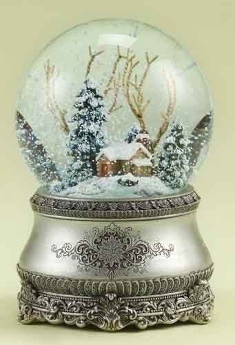 5.5″ Musical Vintage-Style Winter Cottage Christmas Snow Globe Glitterdome