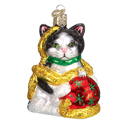 Old World Christmas Holiday Kitten Glass Blown Ornament