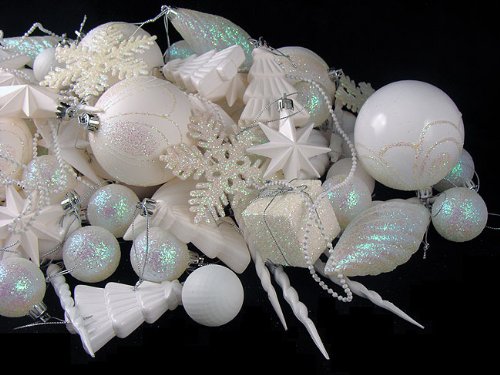 125-Piece Club Pack of Shatterproof Ice Palace White Christmas Ornaments