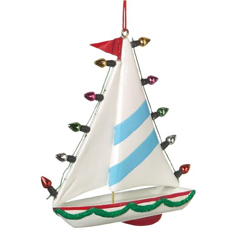 Midwest CBK Decorated Sailboat Christmas Ornament