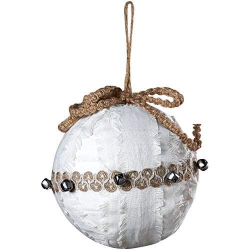 Sage & Co. XAO13689BQ Torn Linen and Jingle Bell Ornament by Sage & Co.