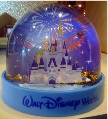 Disney Park Castle with Tinkerbell Plastic Snowglobe