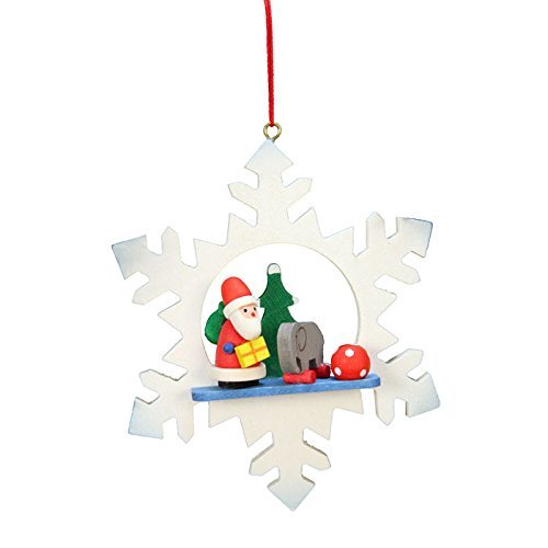 10-0552 – Christian Ulbricht Ornament – Santa with Toys in Snowflake – 3.5″”H x 3″”W x 1″”D by Christian Ulbricht