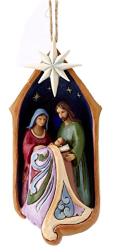 Jim Shore Holy Family in Light Up Stable Christmas Ornament 4053846 New Nativity
