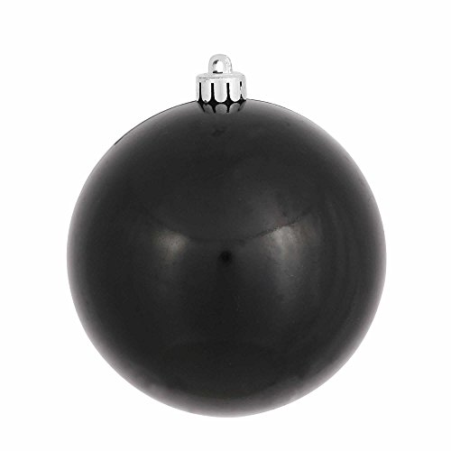 Vickerman Candy Finish Seamless Shatterproof Christmas Ball Ornament, UV Resistant with Drilled Cap, 6 per Bag, 4″, Black