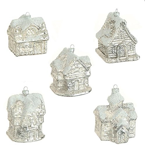 4″ Snowy Time Silver Glass Church Lighted Christmas Ornament