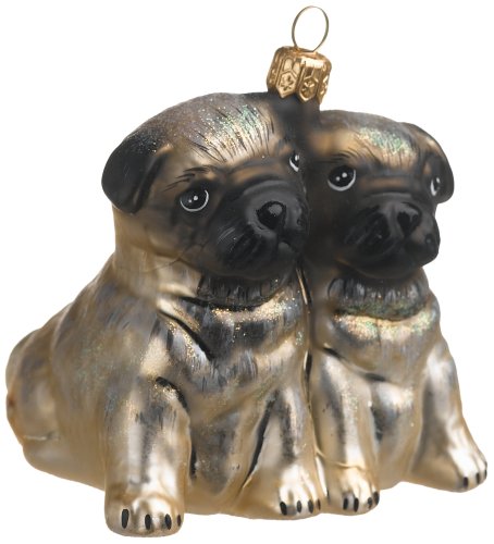 Ornaments To Remember Pug Pair Hand-Blown Glass Ornament