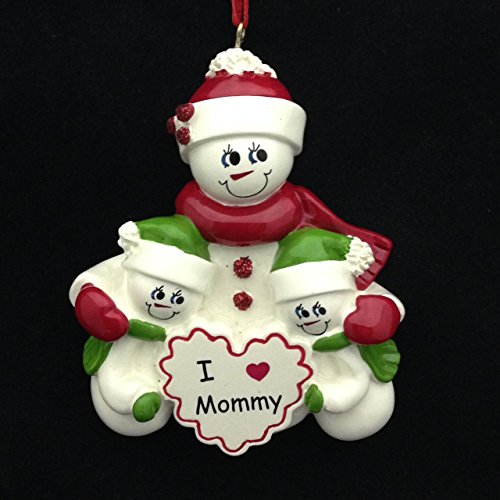I Love Mommy with 2 Children Ornament