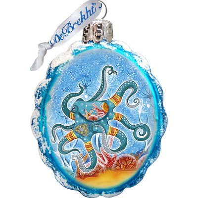 G. Debrekht Octopus Coastal Glass Ornament