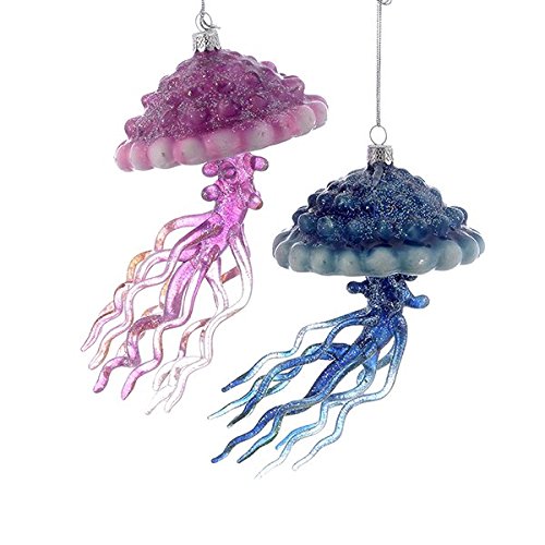 Noble Gems Glass Jellyfish Ornament Set Of 2