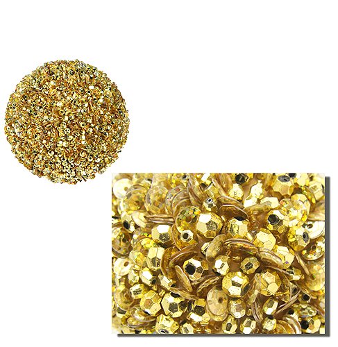 Vickerman Lavish Gold Fully Sequined and Beaded Christmas Ball Ornament, 3.5″