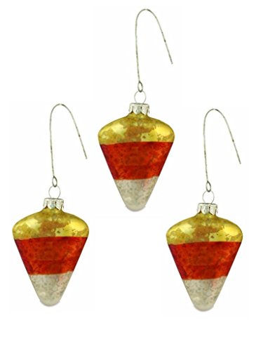Bethany Lowe Sweet Treats Collection (3) Glass Candy Corn Ornaments 2-1/2″ x 2″