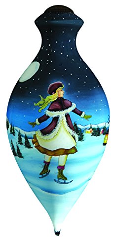 Ne’Qwa Art, Christmas Gifts, “Evening Skate Ornament” Artist Betty Padden, Brilliant-Shaped Glass Ornament, #7159902
