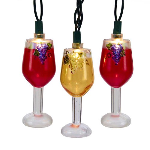 Kurt Adler UL 10-Light Wine Glass Light Set