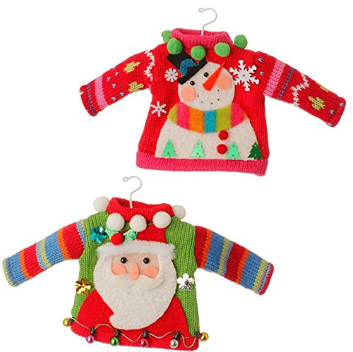 Raz Import Christmas Decor – Ugly Knit Sweater Ornaments 2pc. #3520092