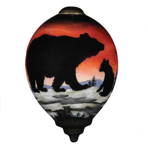 Ne’Qwa Art, Housewarming Gifts, “Bear Cub Silhouette” Artist Betty Padden, Petite Princess-Shaped Glass Ornament, #7000507