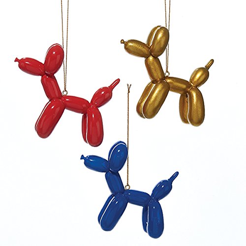 Kurt Adler 1 Set 3 Assorted Dog Balloons Resin Christmas Ornaments