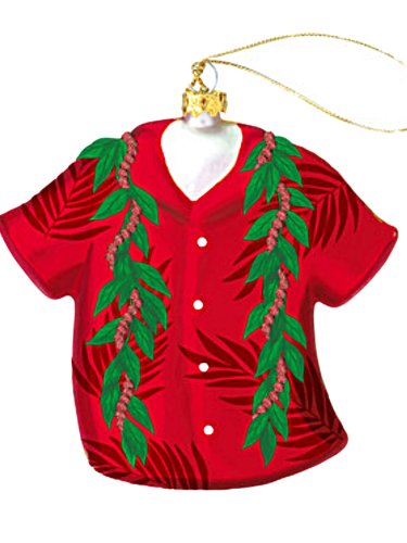 Hawaiian Lei Aloha Shirt Glass Ornament- New for 2013