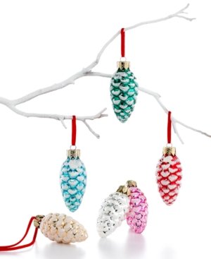 Holiday Lane Box of 6 Mini Pine Cone Ornaments