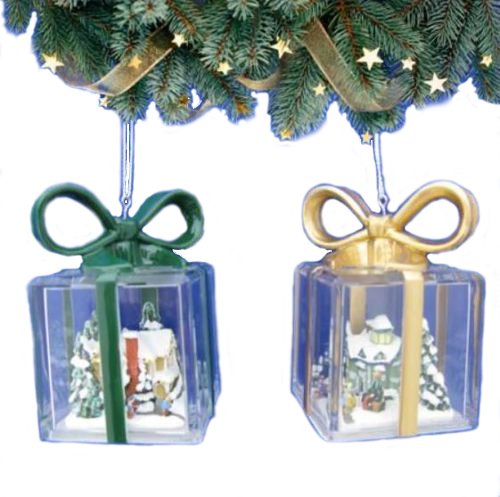 Thomas Kinkade *Present Ornaments* SET of 2 From Gifts for the Holidays Ornament Collection