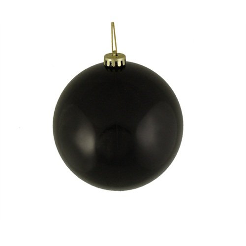 Vickerman Shiny Jet Black Shatterproof Christmas Ball Ornament, 4″