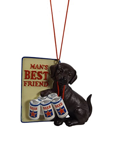 Mans Best Friend Black Lab Holding Beer 6 Pack Midwest Christmas Tree Ornament