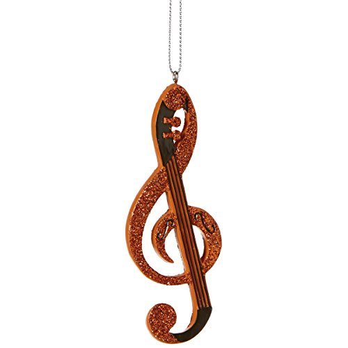 Glamour Time Bright Orange String Treble Clef Musical Note Christmas Ornament 4.25″