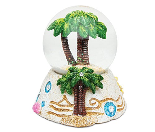 Puzzled Palm Tree Resin Stone Finish Snow Globe – Beach Collection – 65 MM – Unique Elegant Gift and Souvenir – Item #9364