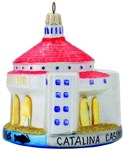 Landmark Creations Catalina Casino Avalon Ca Hand Blown & Painted Glass Christmas Tree Ornament
