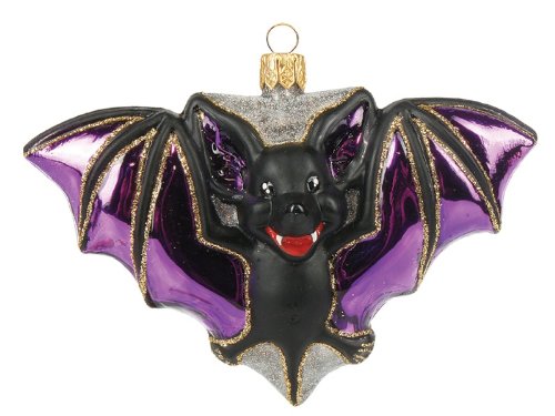 Halloween Bat Polish Mouth Blown Glass Ornament Tree Decoration