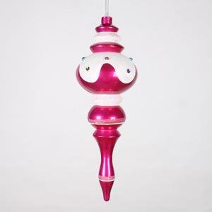 Vickerman 14” Cerise, Snow, and Jewel Candy Finish Finial Christmas Ornament