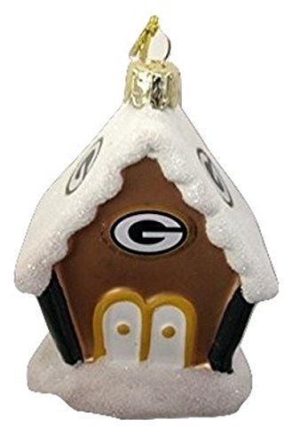 NFL Green Bay Packers Gingerbread House Glass Christmas Ornament – 3″ x 2.5″